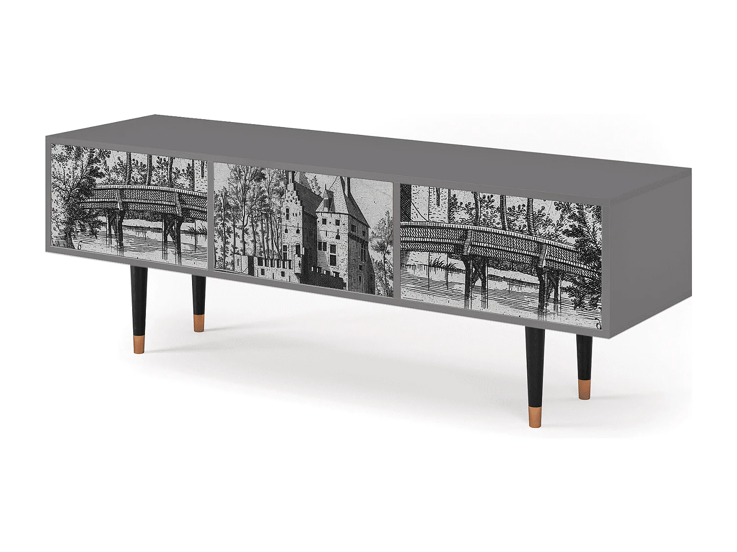 Meuble TV - 170х59х48 cm - T4 - Castle with Bridge, Gris