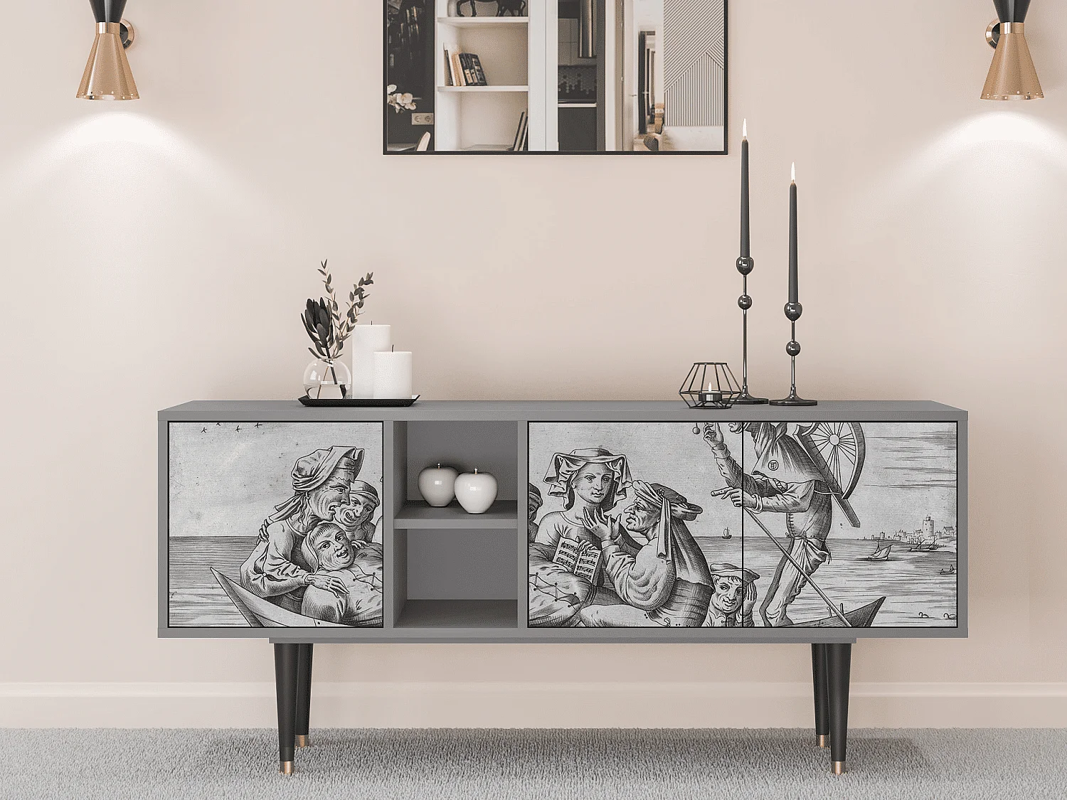 Meuble TV - 150х69х41 cm - T5 - Blau Schuyte, Gris