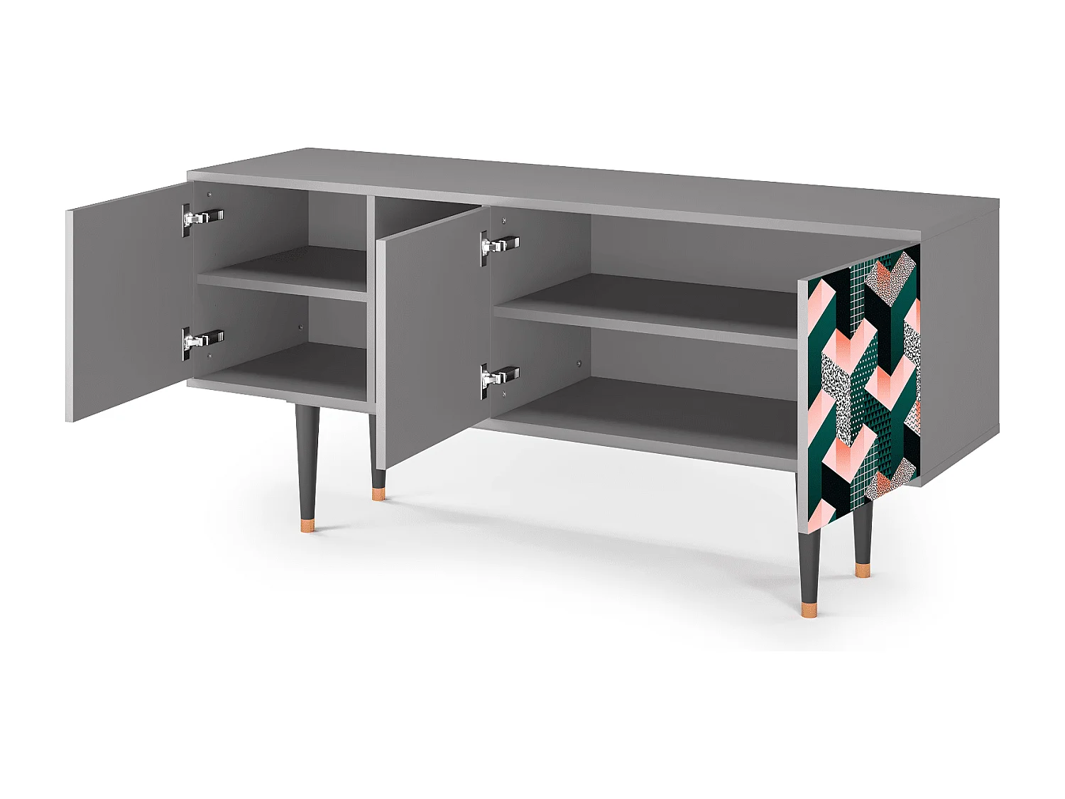 Meuble TV - 150х69х41 cm - T5 - Geometric Madness, Gris