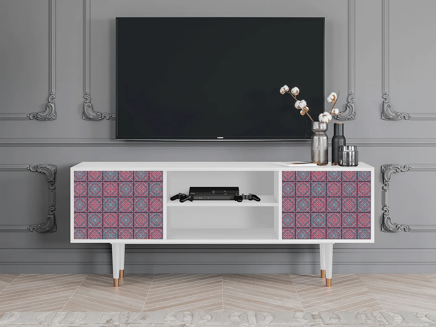 Mobile TV - 170х69х48 cm - T2 - Riviera Mosaic, Bianco
