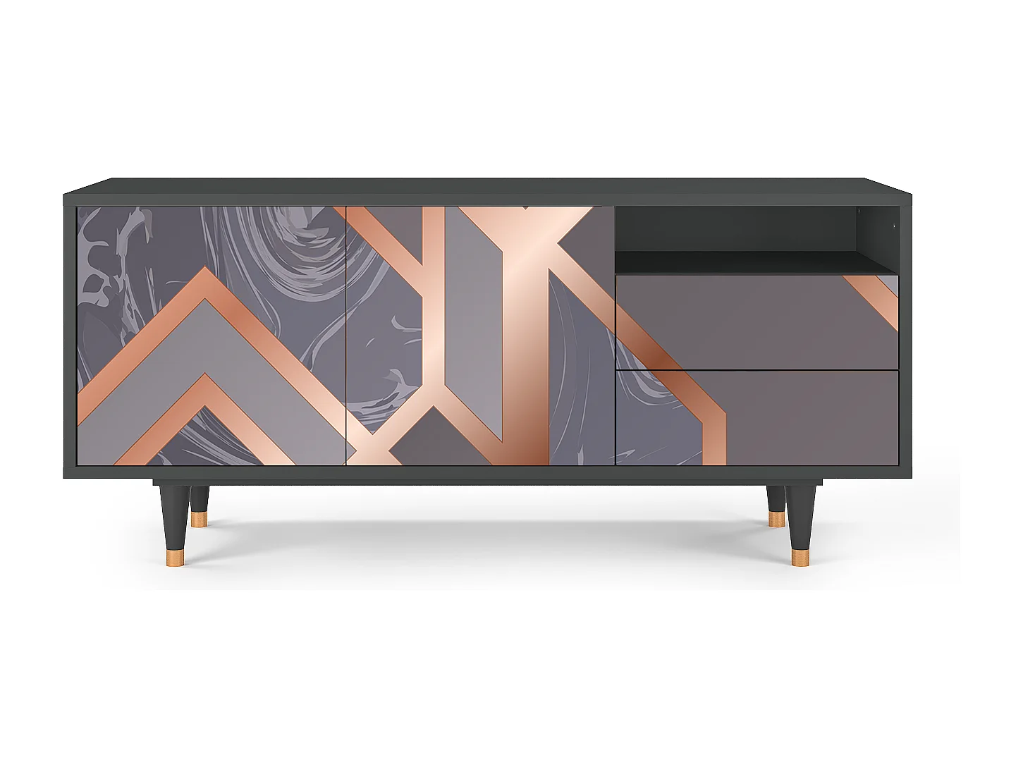 Mueble de TV - 125х56х41 cm - T7 - Taupe Anatomy, Antracita