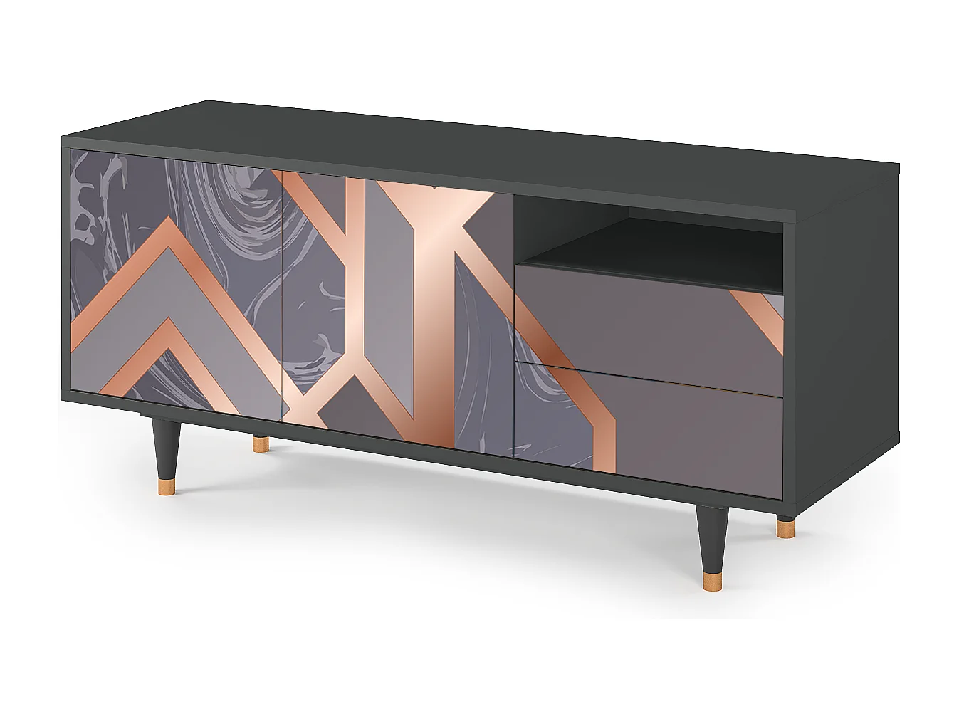 Meuble TV - 125х56х41 cm - T7 - Taupe Anatomy, Anthracite