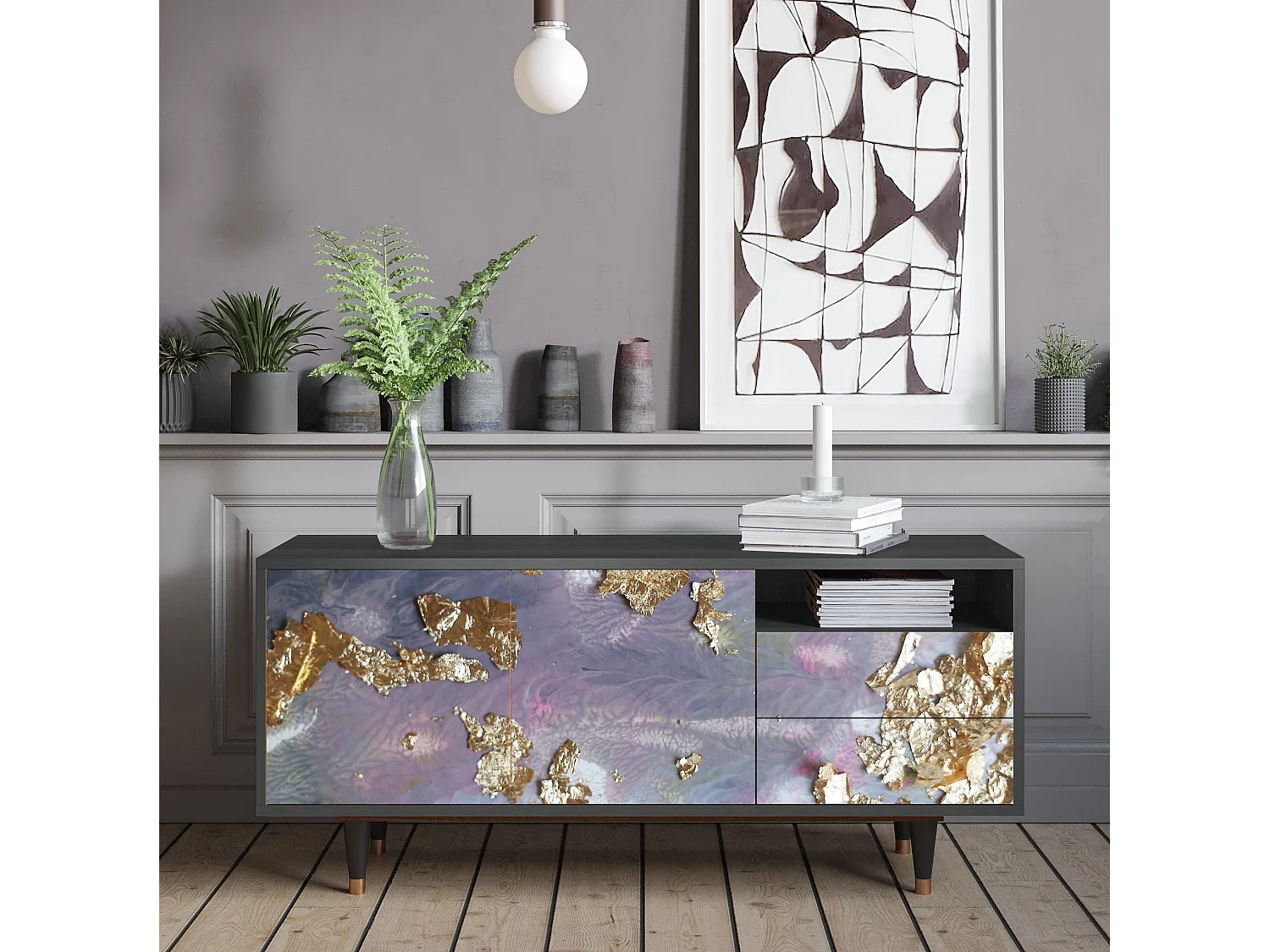 Mobile TV - 125х56х41 cm - T7 - Planet Earth, Antracite