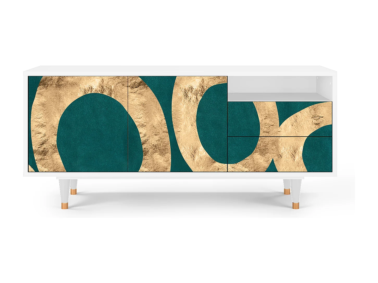 Meuble TV - 125х56х41 cm - T7 - Zircon Sphere, Blanc