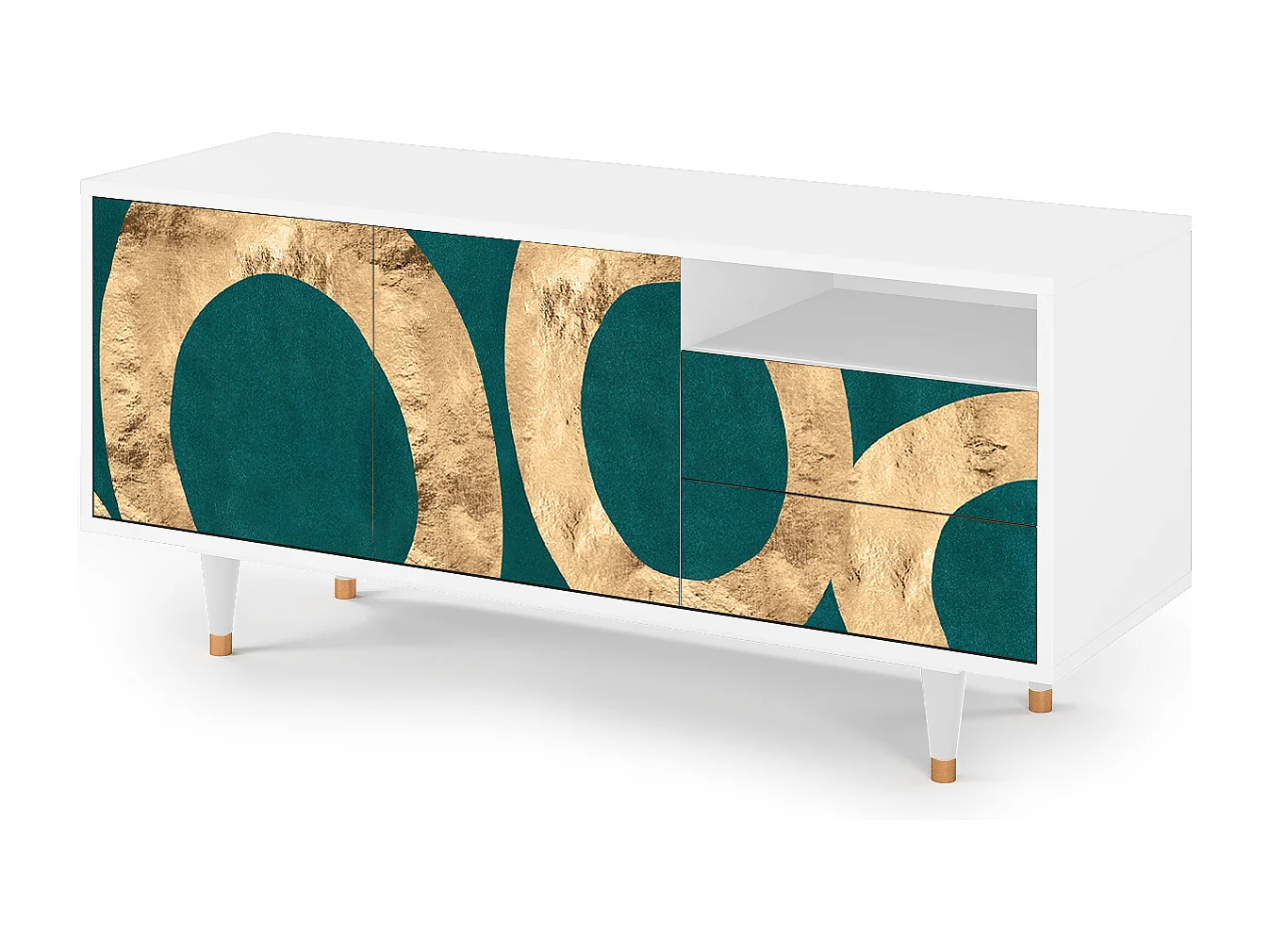 Meuble TV - 125х56х41 cm - T7 - Zircon Sphere, Blanc