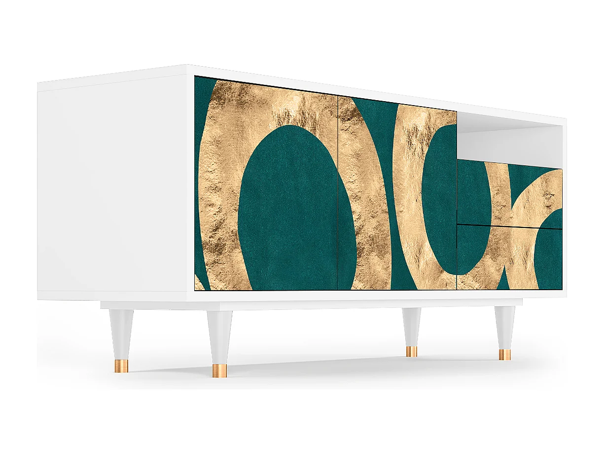 Meuble TV - 125х56х41 cm - T7 - Zircon Sphere, Blanc