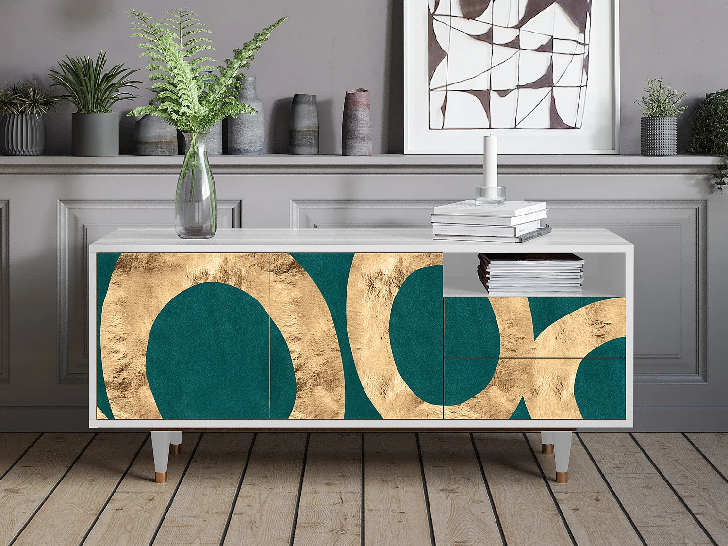 Mobile TV - 125х56х41 cm - T7 - Zircon Sphere, Bianco