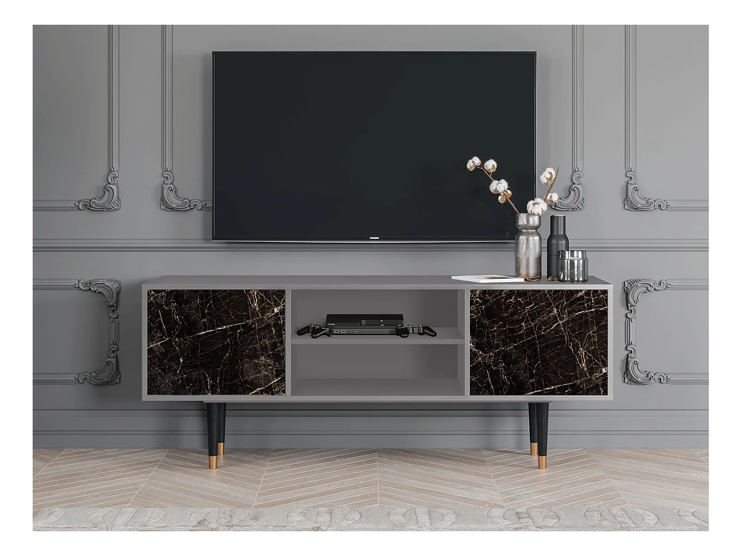 Meuble TV - 170х69х48 cm - T2 - Night Abyss, Gris