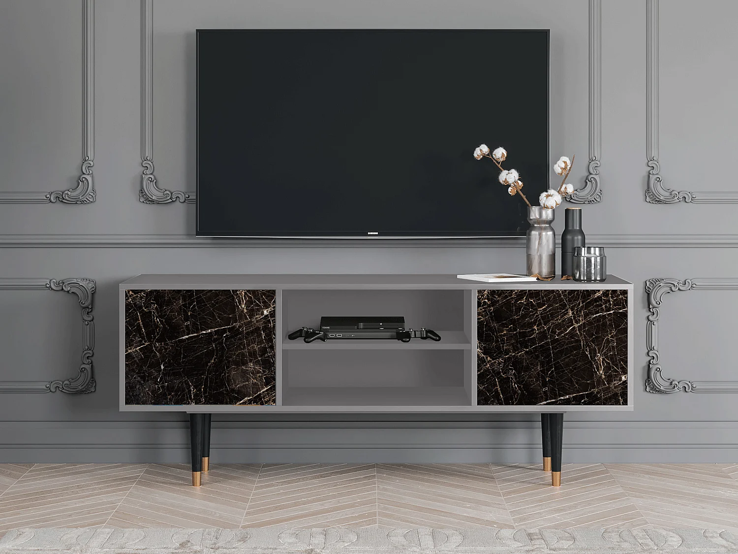 Meuble TV - 170х69х48 cm - T2 - Night Abyss, Gris