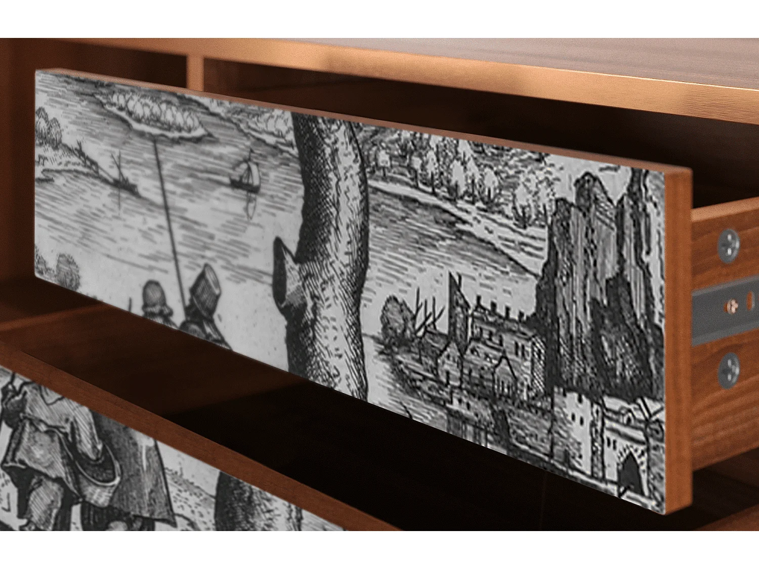 Mueble de TV - 170х59х48 cm - T4 - Milites Requiescentes, Nogueira