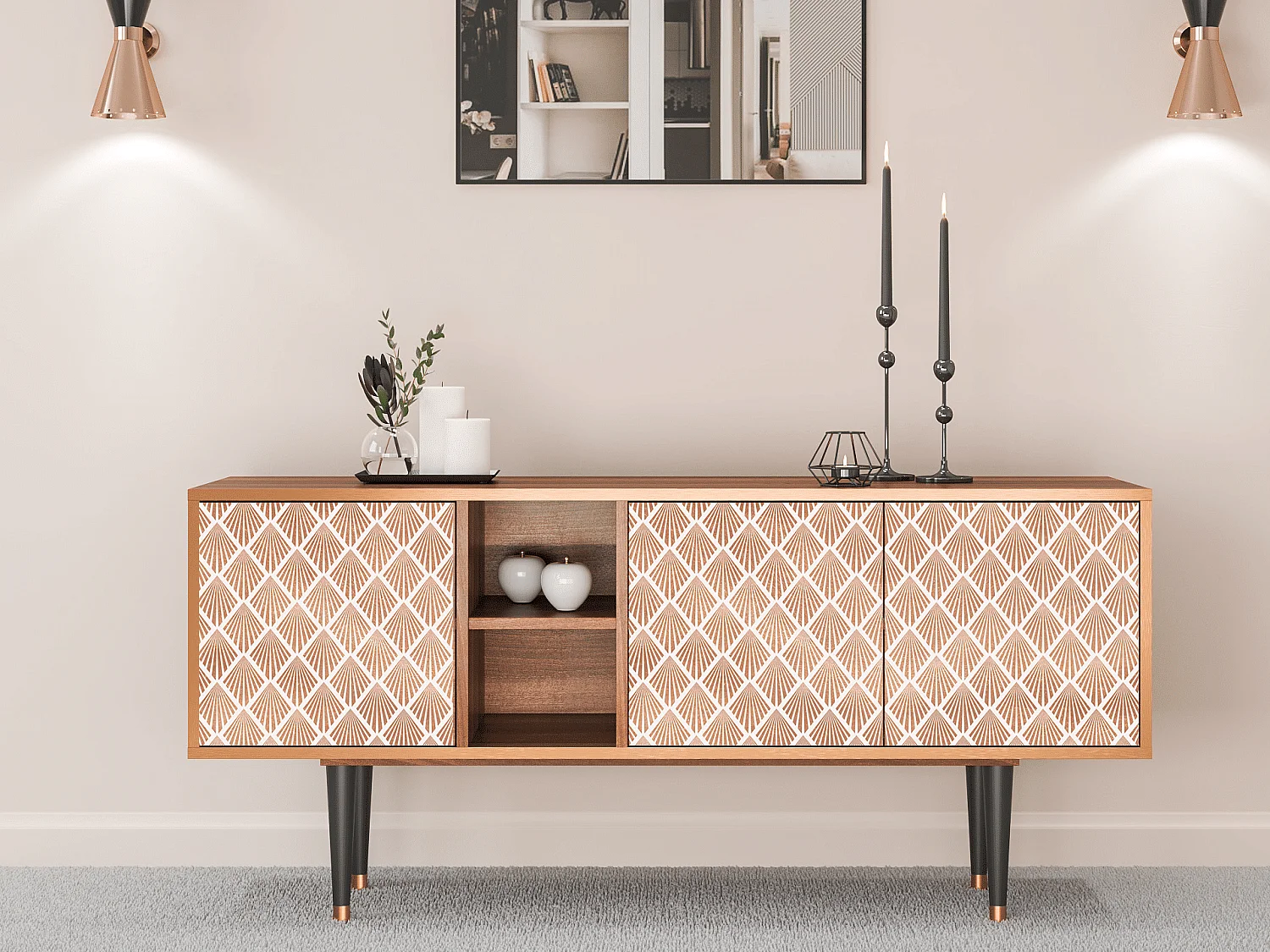 Mobile TV - 150х69х41 cm - T5 - Pastel Sunrise, Noce