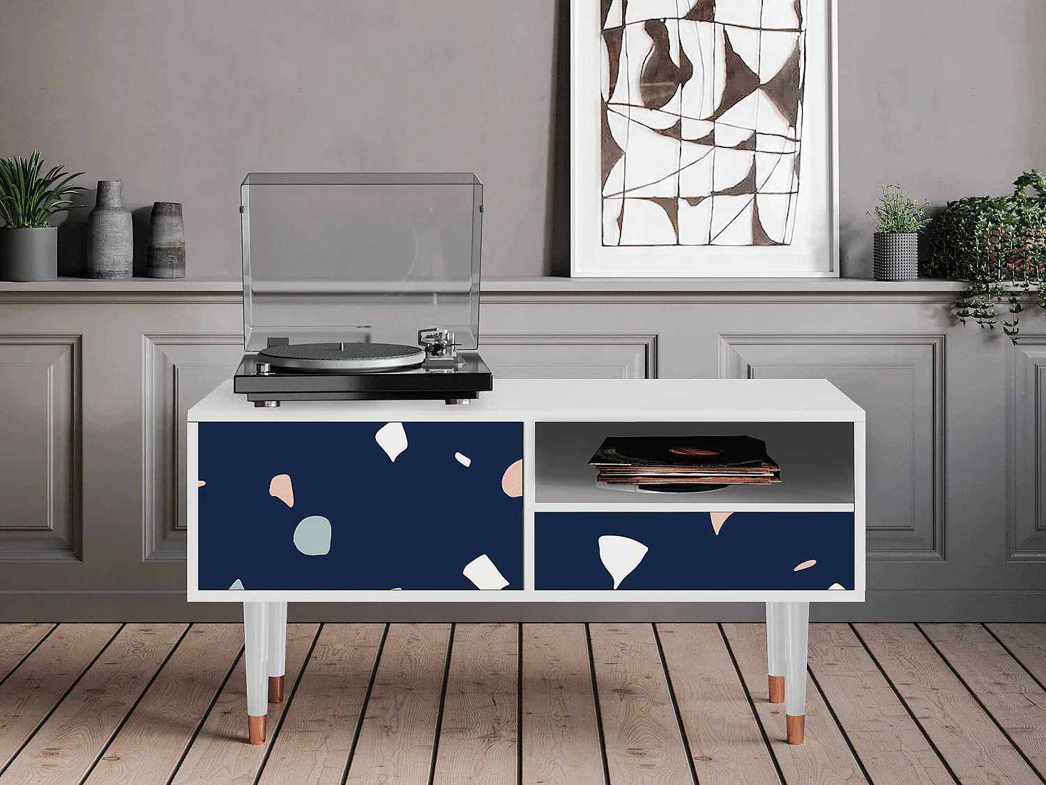 TV-Möbel - 115х59х48 cm - T3 - Space Satellites, Weiß