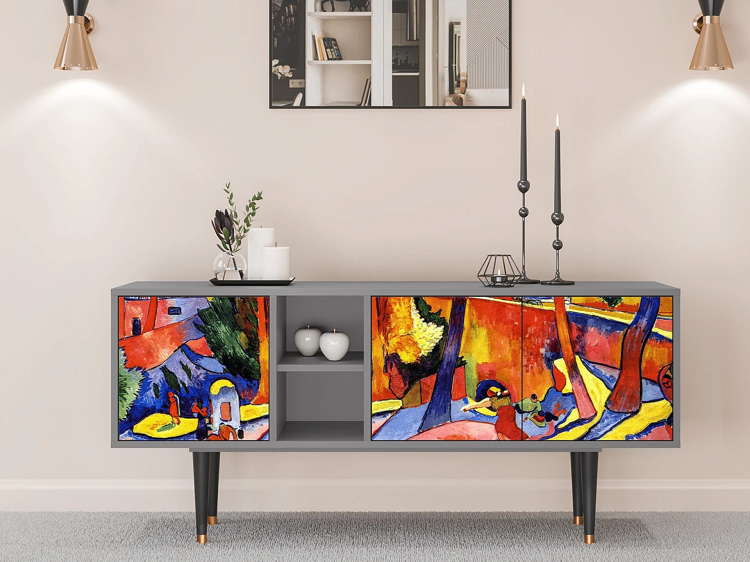 Szafka RTV - 150х69х41 cm - T5 - The Turning Road, Szary