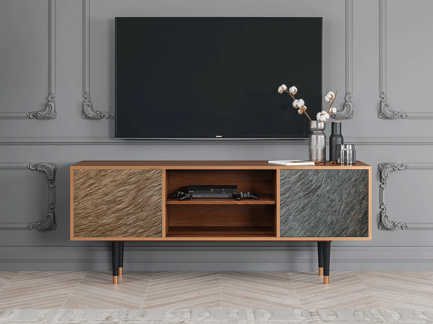 TV-Möbel - 170х69х48 cm - T2 - Peanut Hair, Walnuss