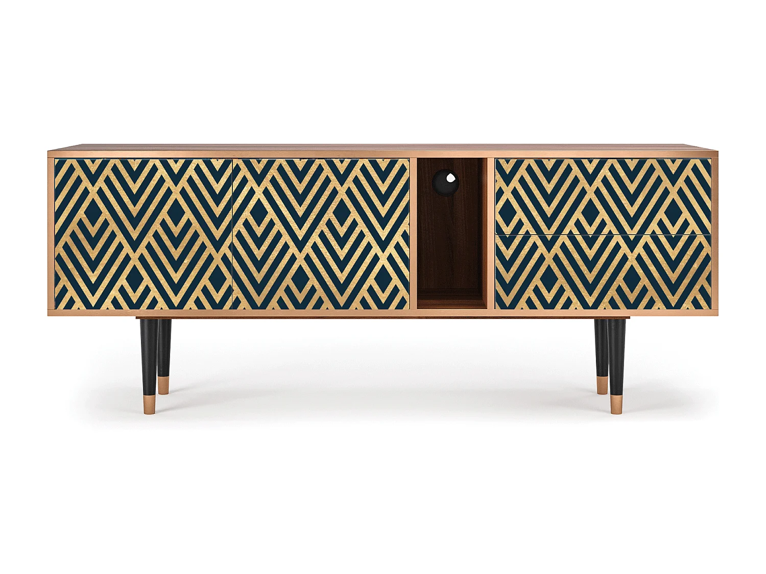 Meuble TV - 170х69х48 cm - T1 - Egypt Triangles, Noyer