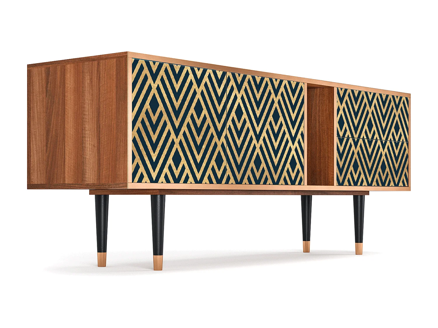 Meuble TV - 170х69х48 cm - T1 - Egypt Triangles, Noyer