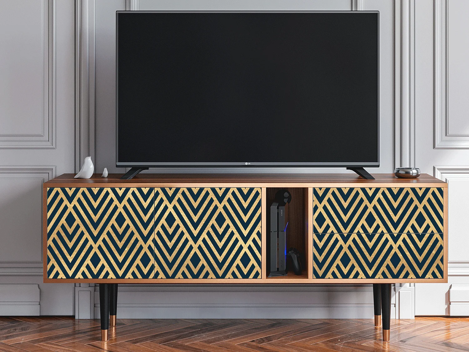 TV-meubel - 170х69х48 cm - T1 - Egypt Triangles, Walnoot