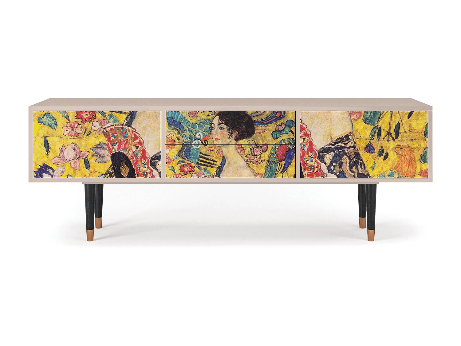 Mobile TV - 170х59х48 cm - T4 - Lady with Fan by Klimt, Latte