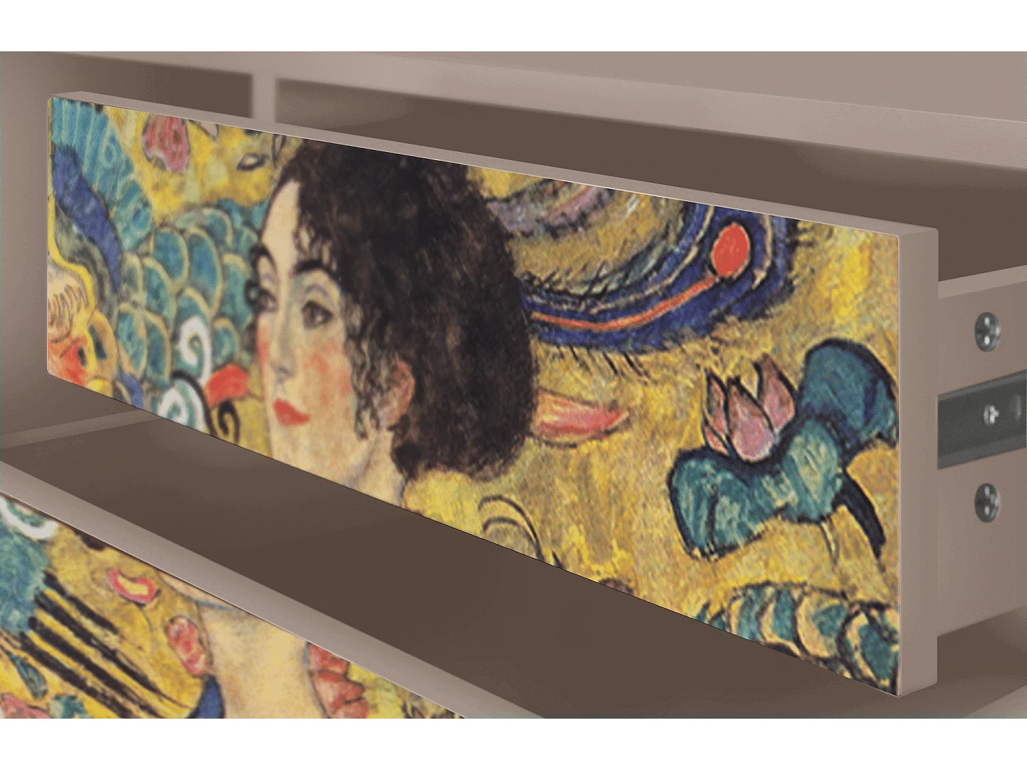 Mobile TV - 170х59х48 cm - T4 - Lady with Fan by Klimt, Latte