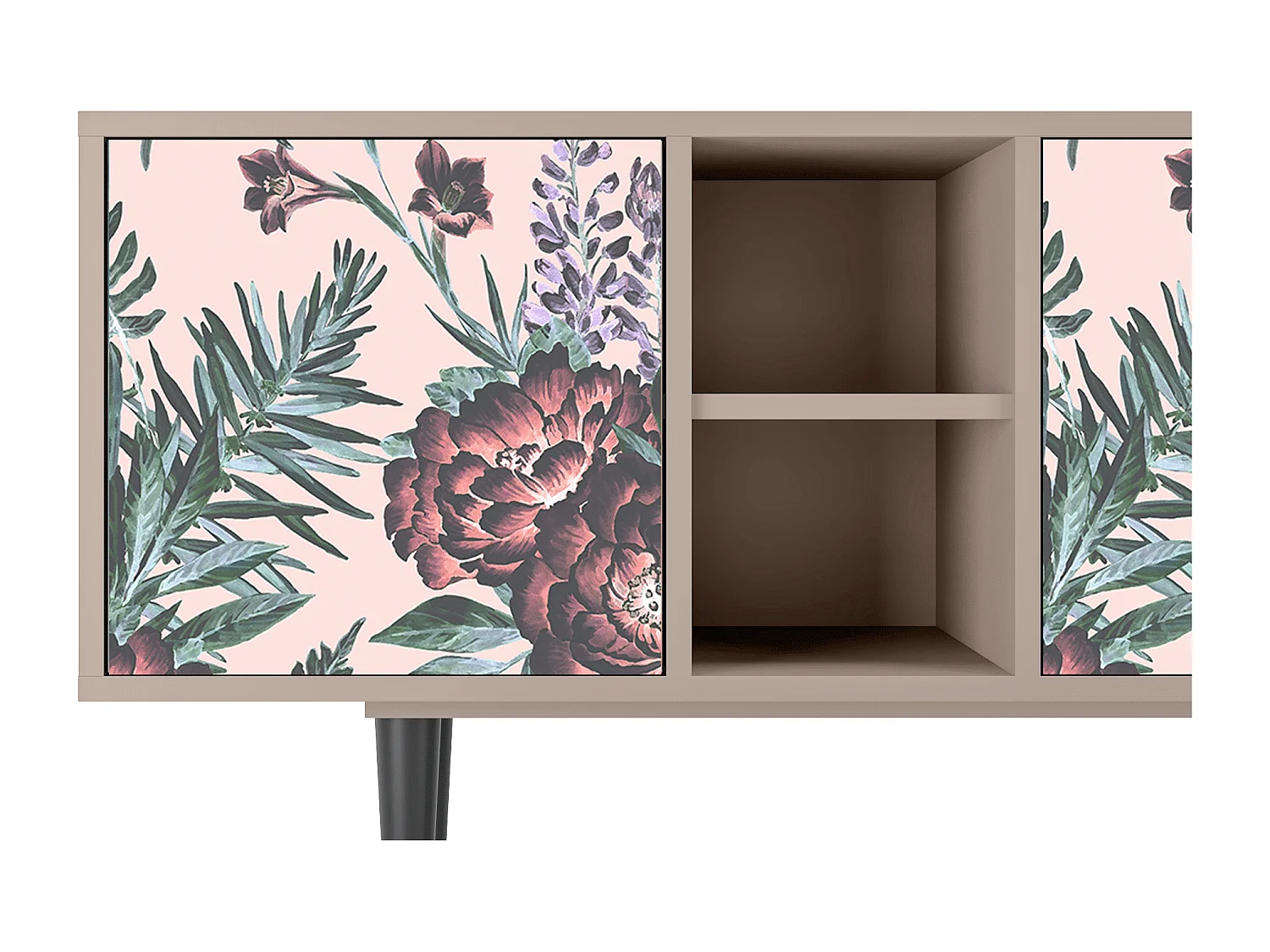 Meuble TV - 150х69х41 cm - T5 - Peach Peonies, Latte