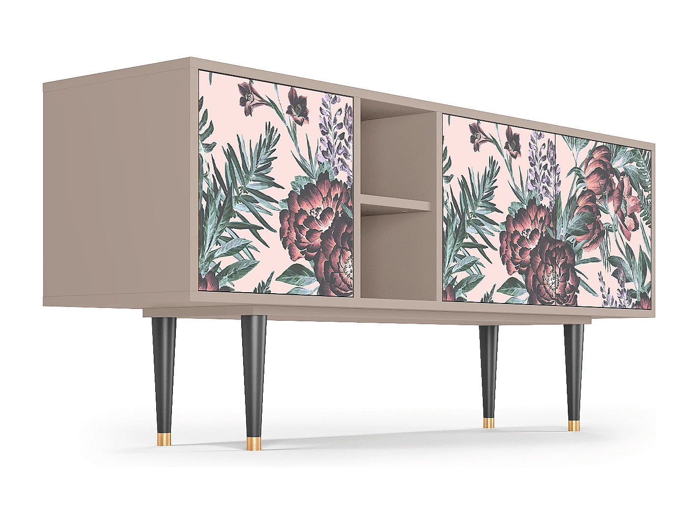 Szafka RTV - 150х69х41 cm - T5 - Peach Peonies, Latte