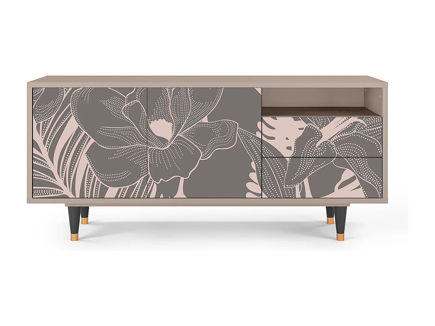 Meuble TV - 125х56х41 cm - T7 - Issabelline Flower, Latte