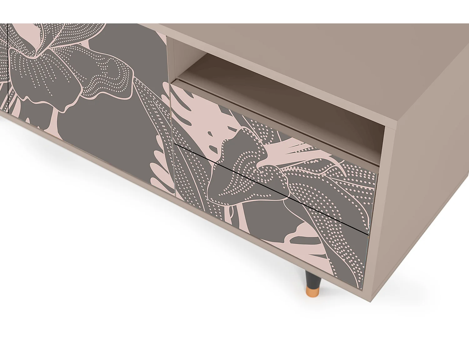 Meuble TV - 125х56х41 cm - T7 - Issabelline Flower, Latte