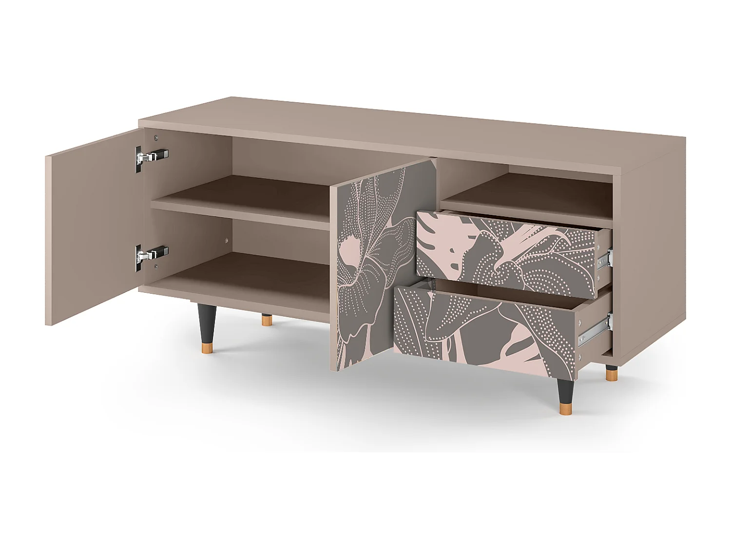 Meuble TV - 125х56х41 cm - T7 - Issabelline Flower, Latte