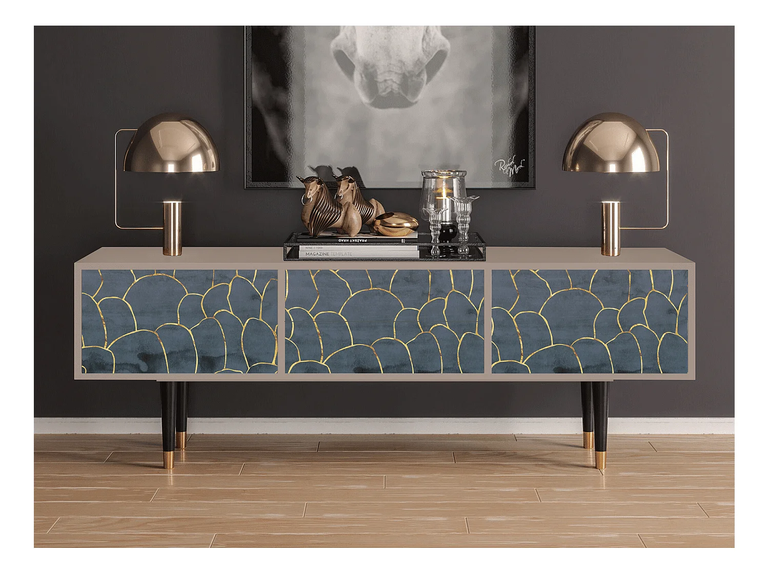 Mobile TV - 170х59х48 cm - T4 - Blue Lagoon, Latte