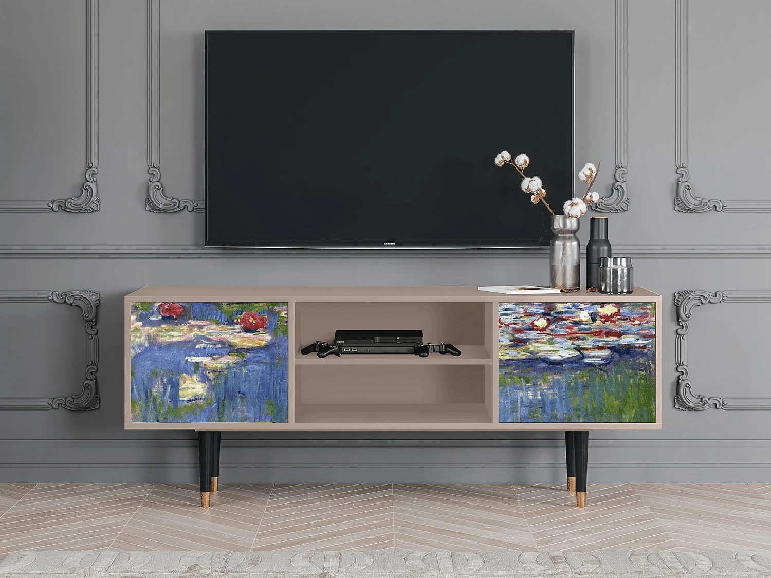 Meuble TV - 170х69х48 cm - T2 - The water lily pond  , Latte