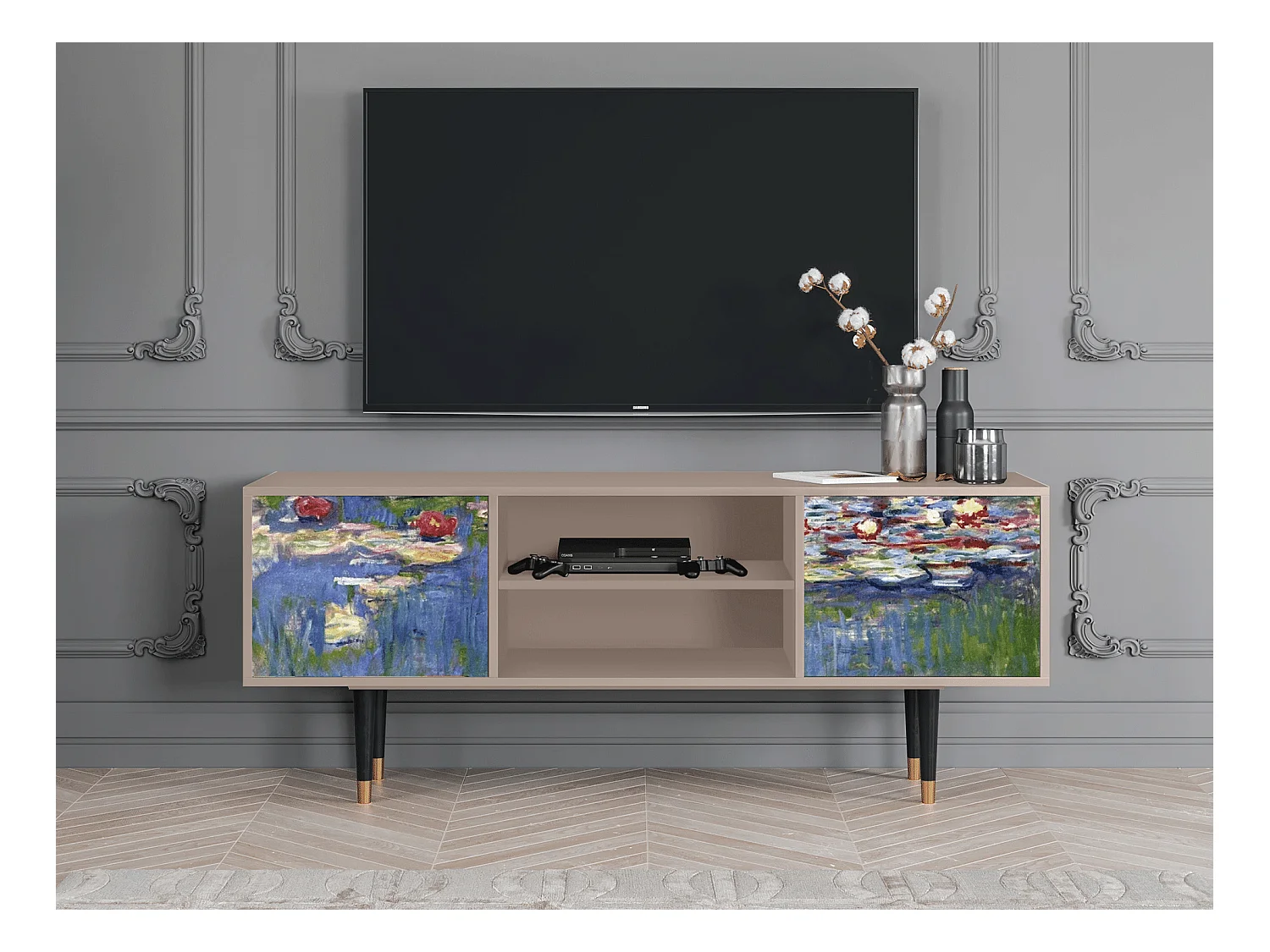 TV-Möbel - 170х69х48 cm - T2 - The water lily pond  , Latte