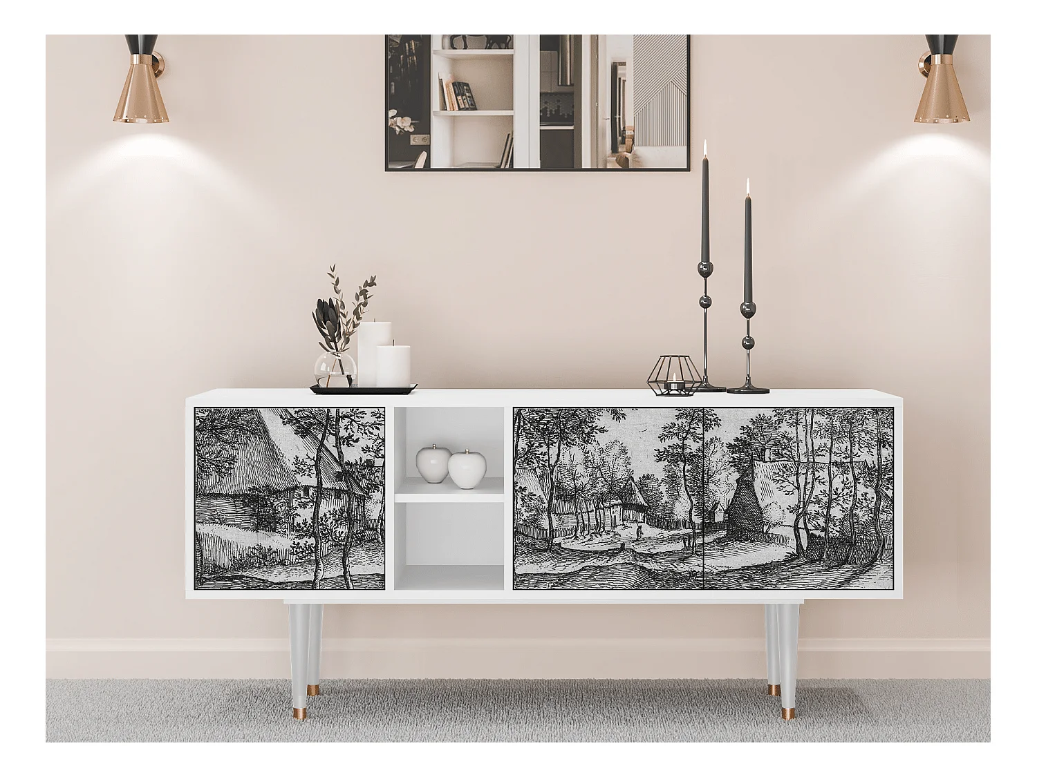 Mobile TV - 150х69х41 cm - T5 - Village Road, Bianco
