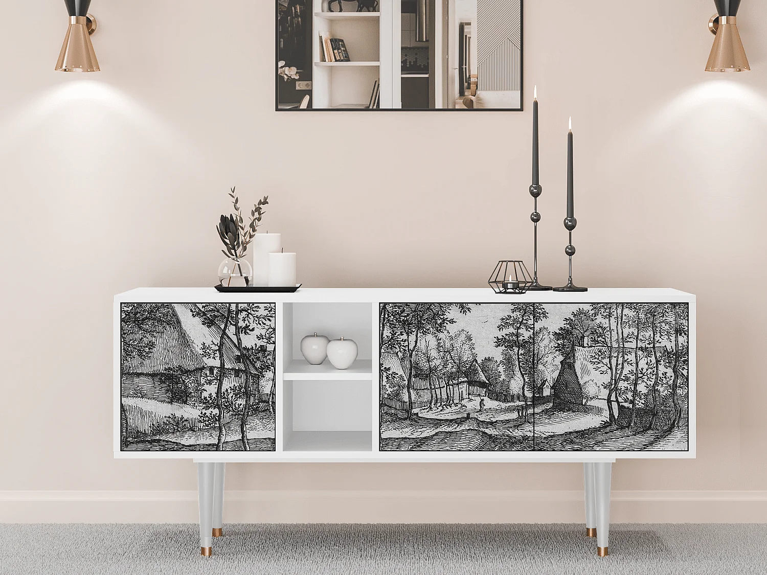 Mobile TV - 150х69х41 cm - T5 - Village Road, Bianco