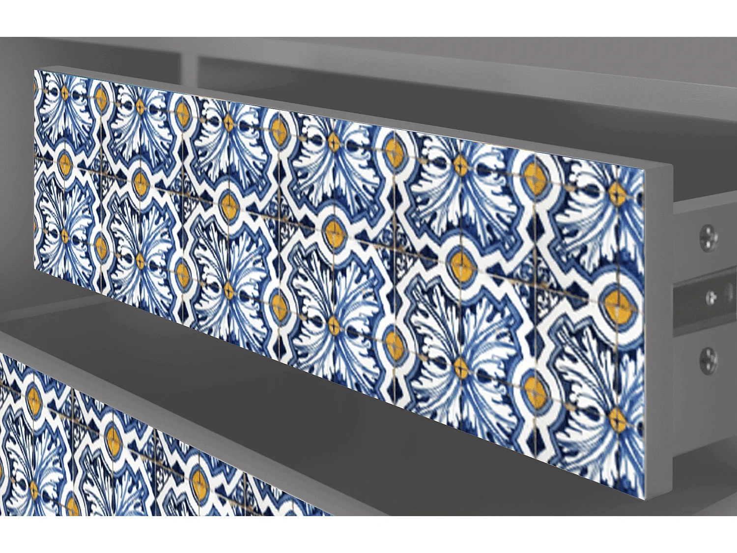 Mueble de TV - 170х59х48 cm - T4 - Lovely Cornflowers, Cinza