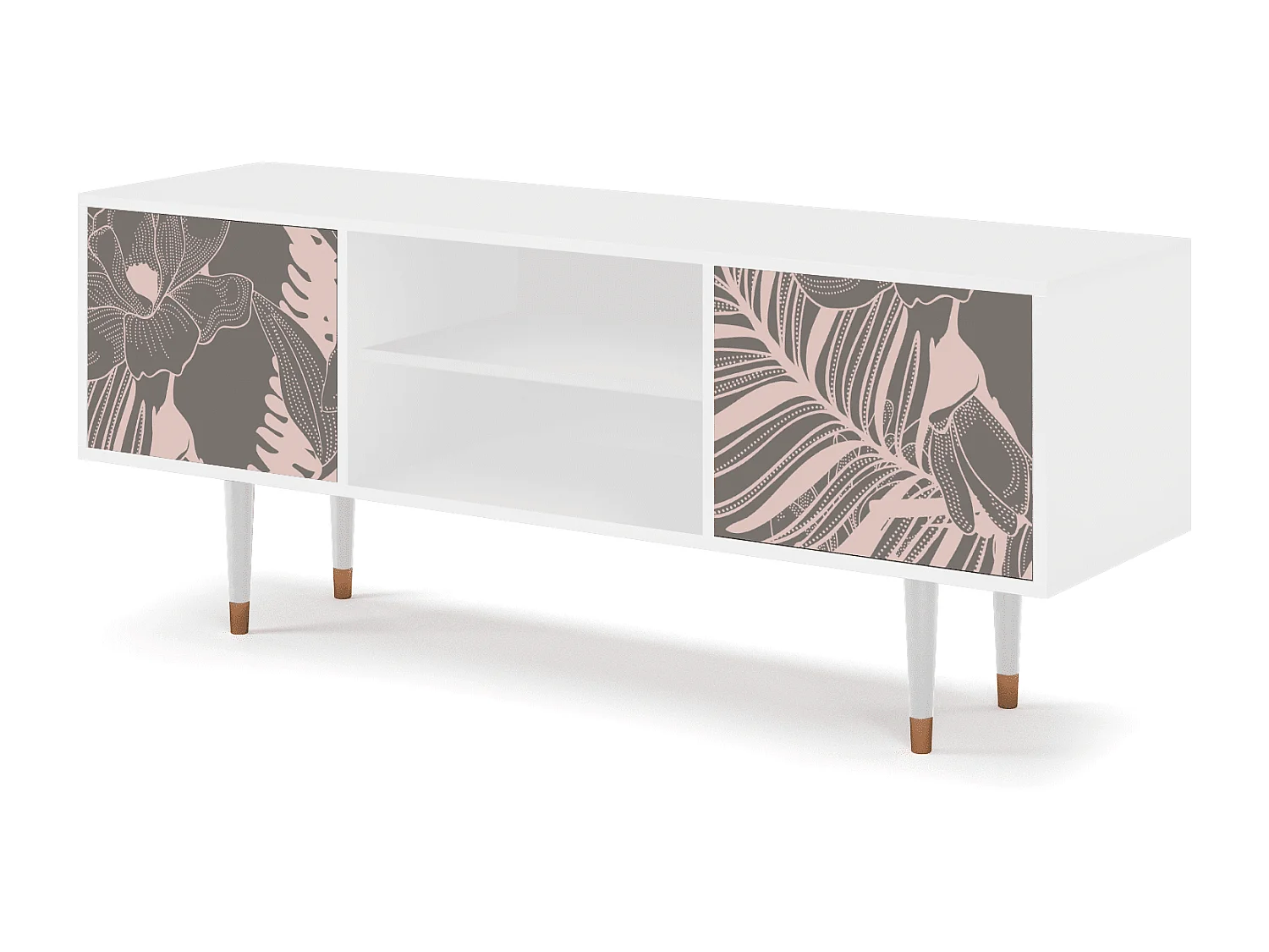 Mueble de TV - 170х69х48 cm - T2 - Issabelline Flower, Blanco