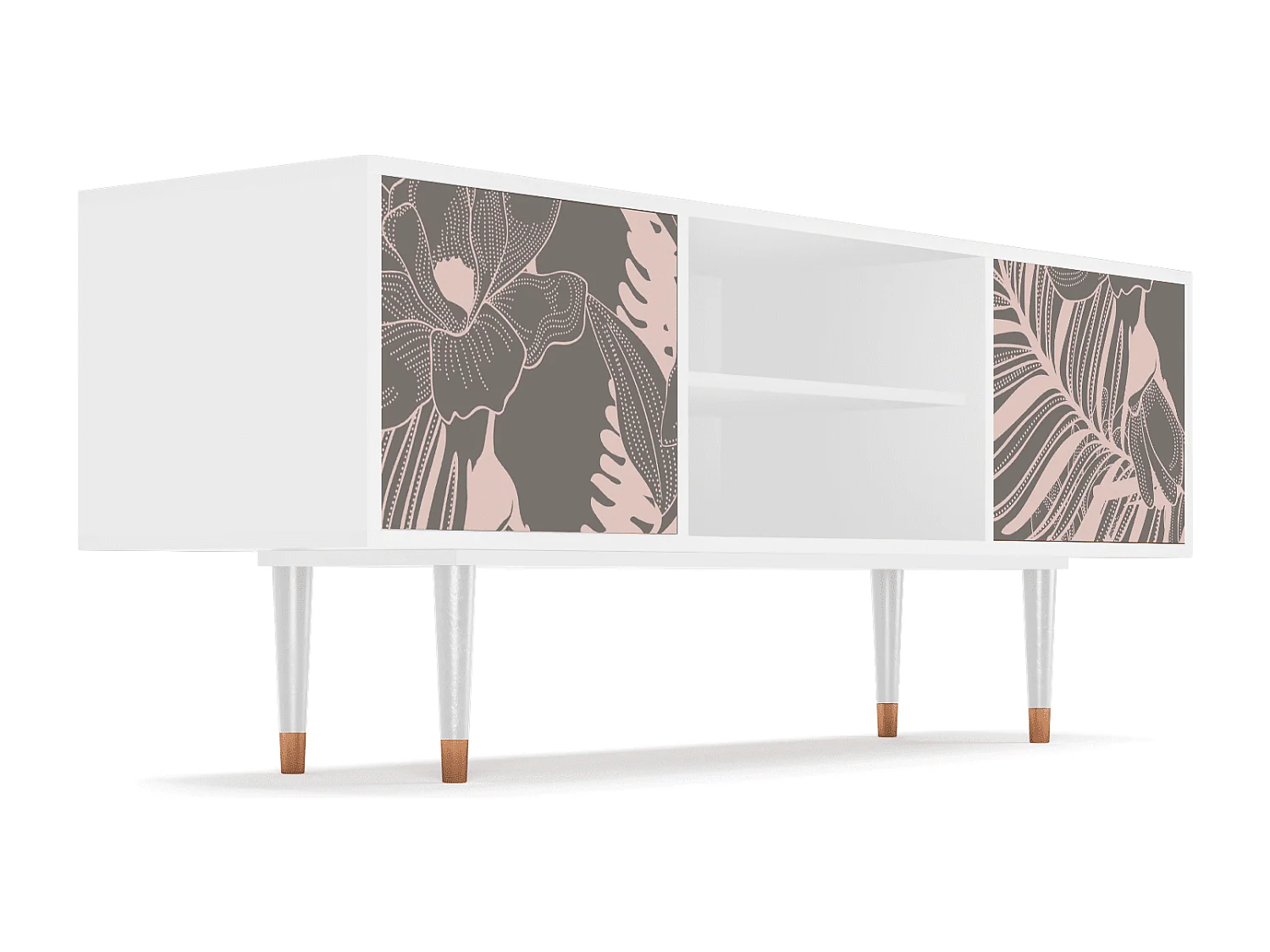 Mueble de TV - 170х69х48 cm - T2 - Issabelline Flower, Blanco