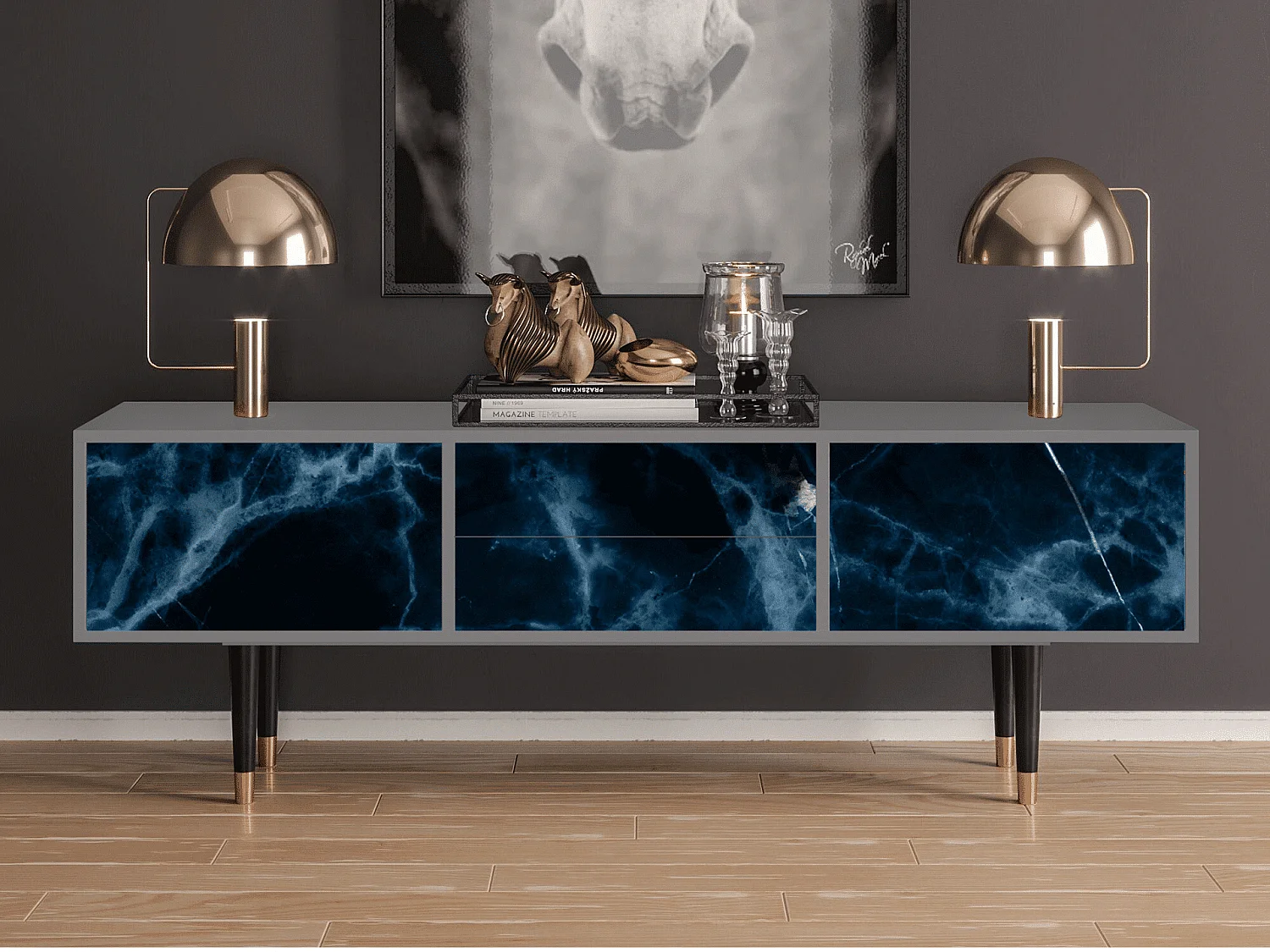 Mobile TV - 170х59х48 cm - T4 - Deep Ocean, Grigio