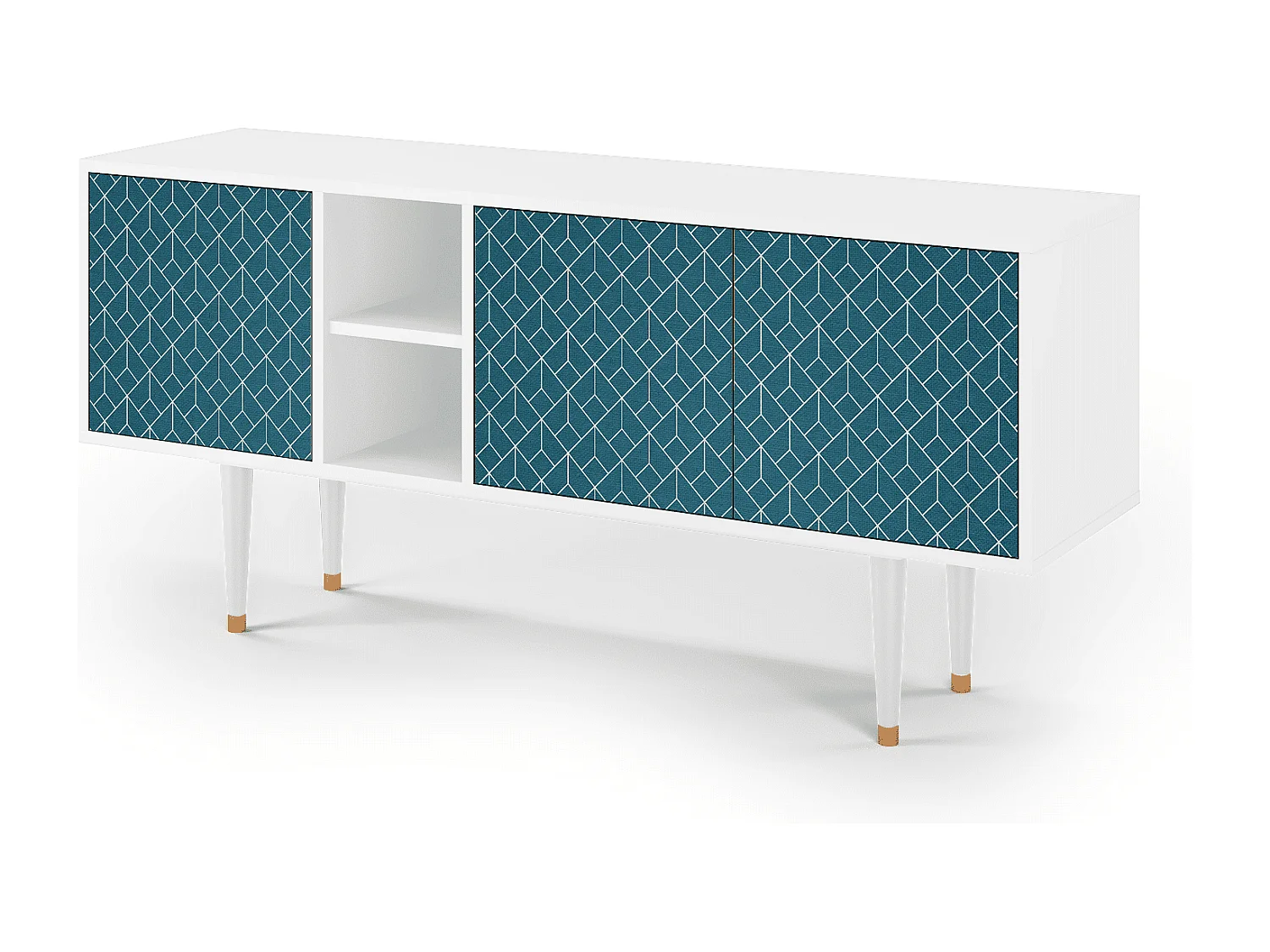 TV-Möbel - 150х69х41 cm - T5 - Turquoise Geometry, Weiß