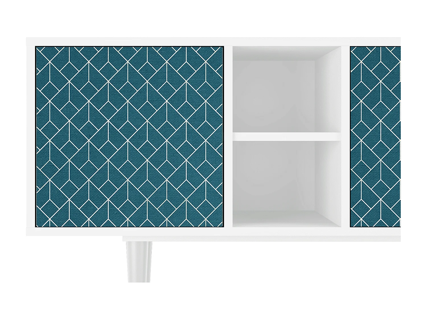 TV-Möbel - 150х69х41 cm - T5 - Turquoise Geometry, Weiß
