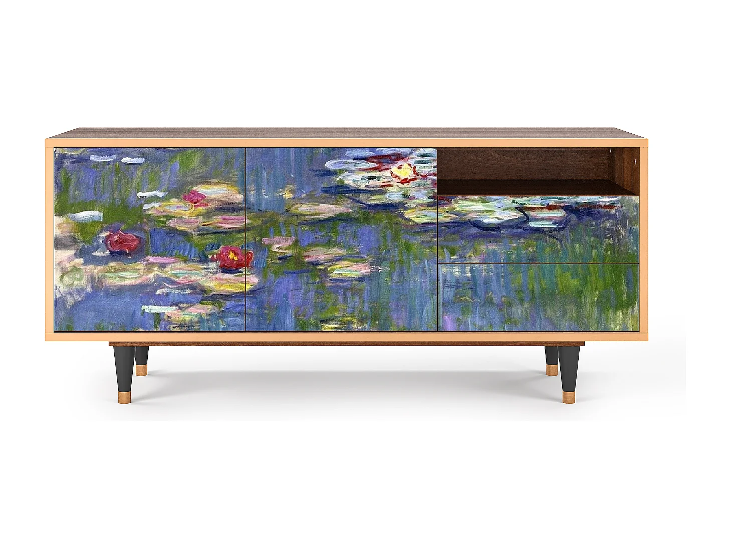 TV-meubel - 125х56х41 cm - T7 - The water lily pond  , Walnoot
