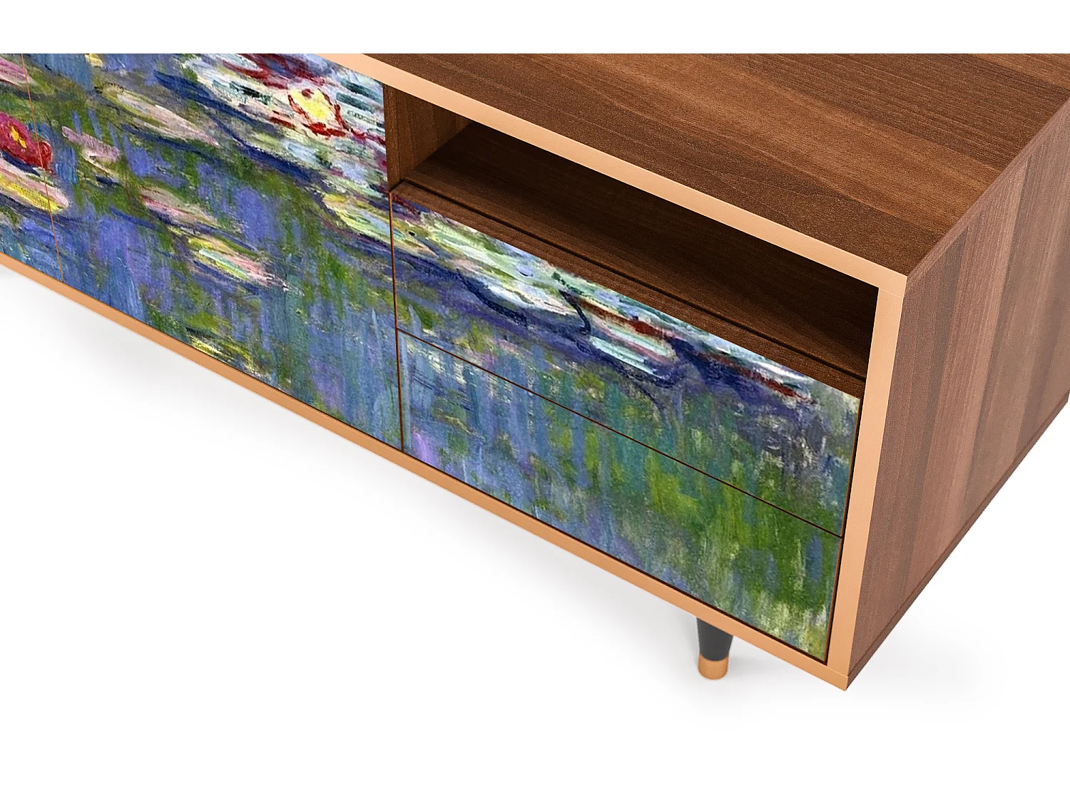 TV-meubel - 125х56х41 cm - T7 - The water lily pond  , Walnoot