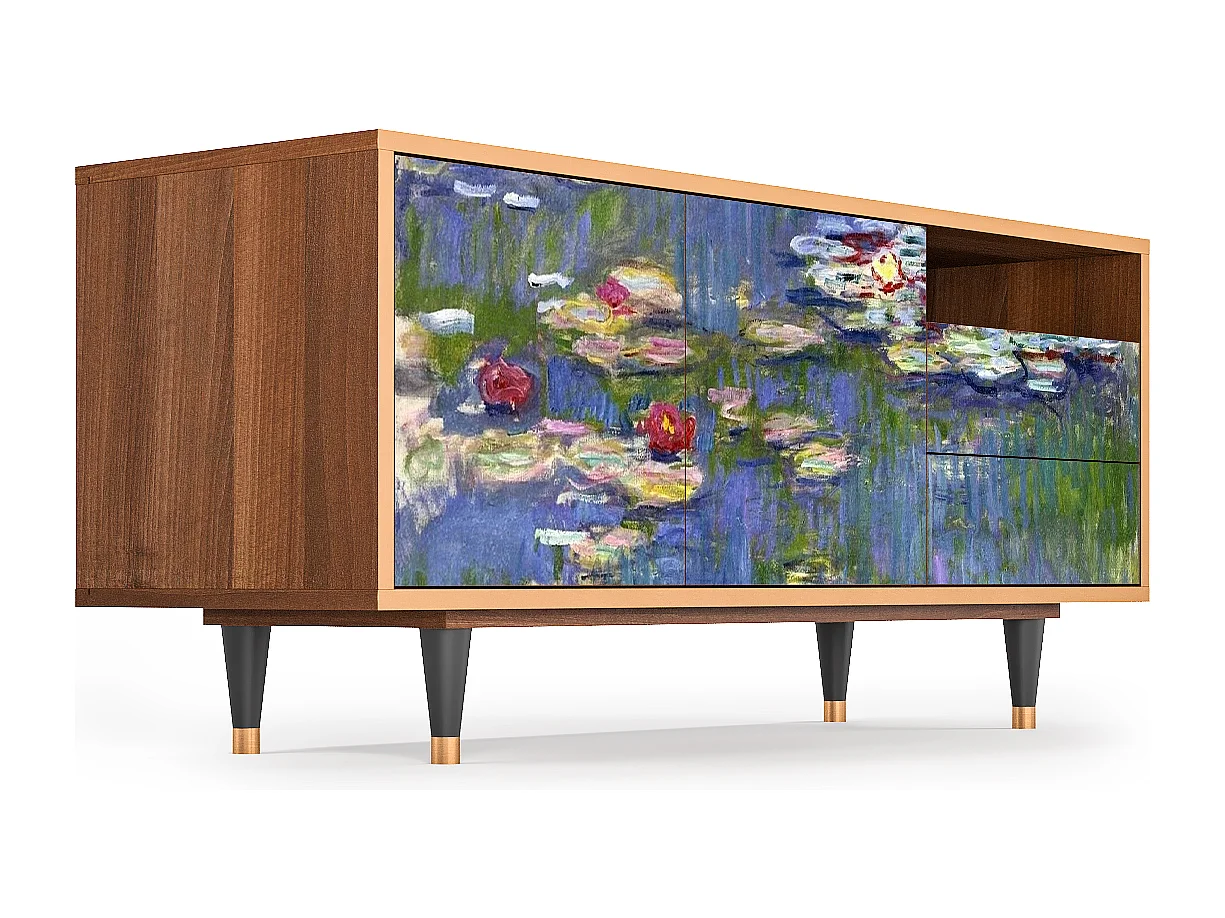 Meuble TV - 125х56х41 cm - T7 - The water lily pond  , Noyer