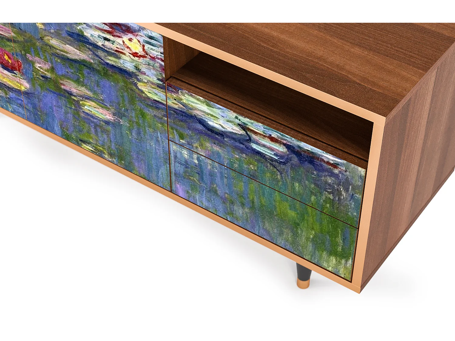 Meuble TV - 125х56х41 cm - T7 - The water lily pond  , Noyer