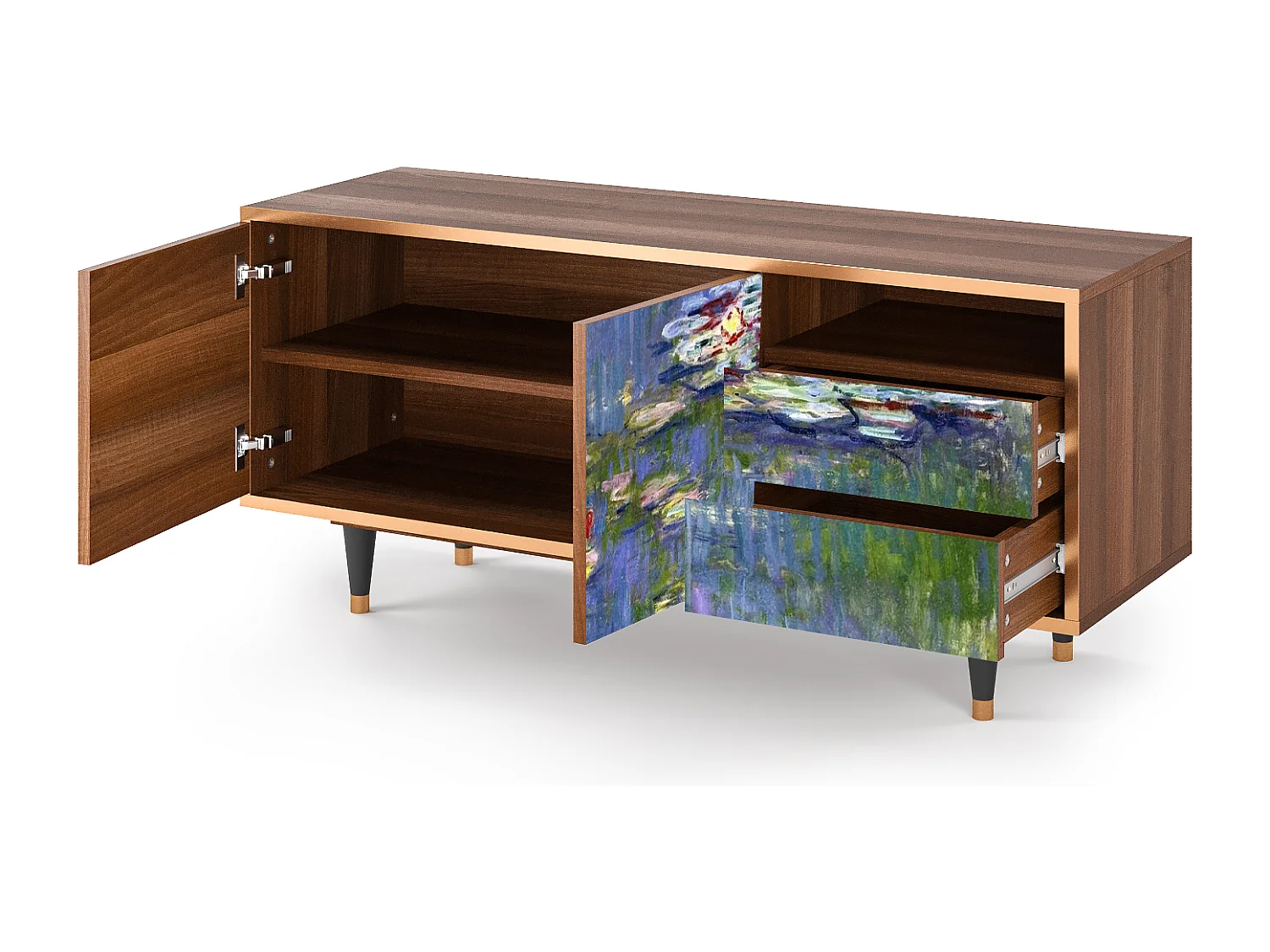 Meuble TV - 125х56х41 cm - T7 - The water lily pond  , Noyer