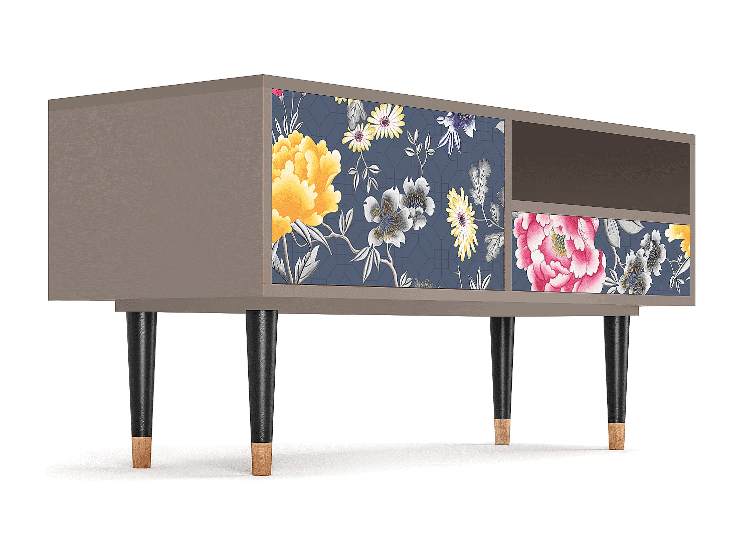 Meuble TV - 115х59х48 cm - T3 - Dark Flower Bed, Latte