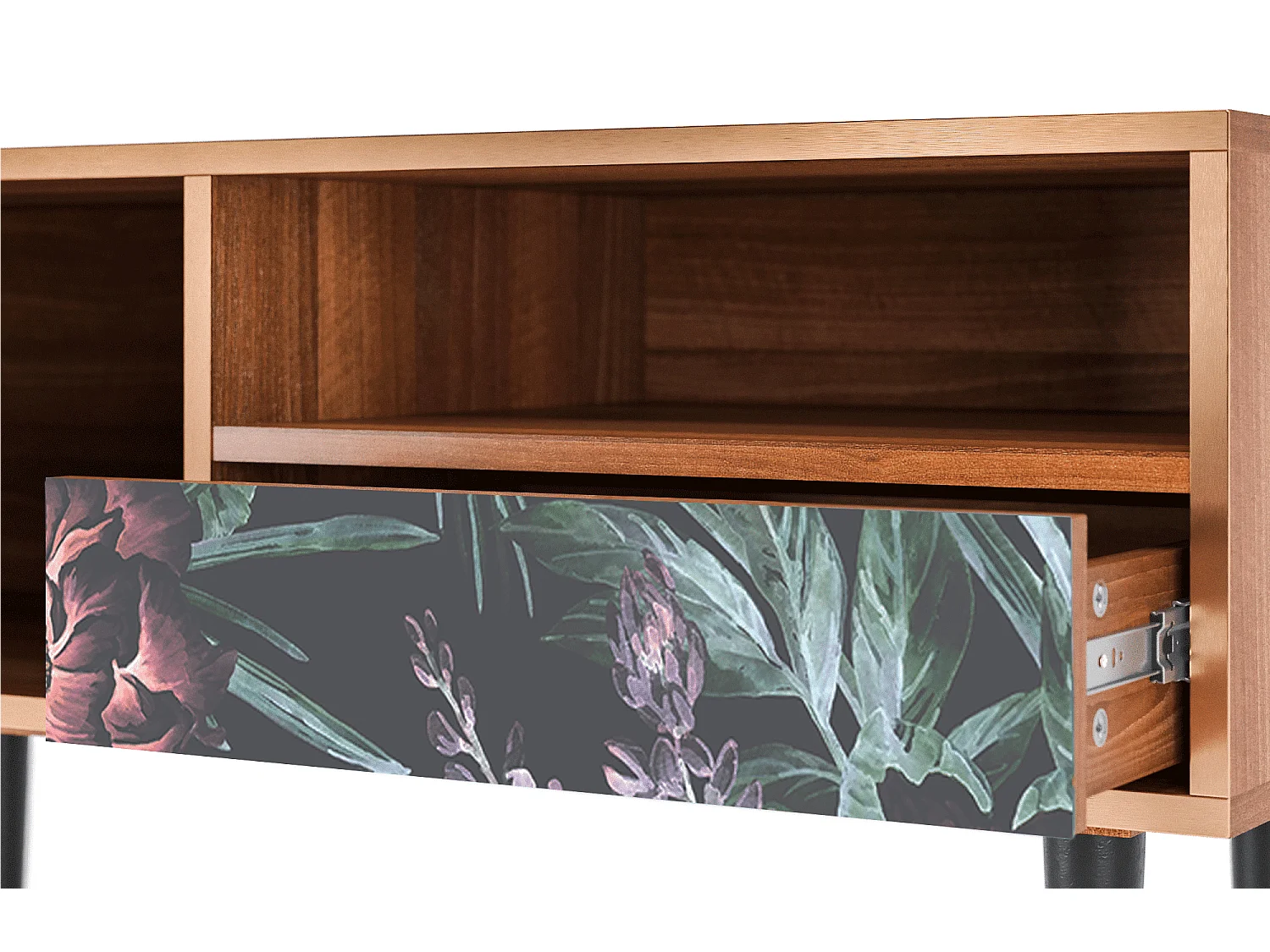 Meuble TV - 115х59х48 cm - T3 - Dark Peonies, Noyer