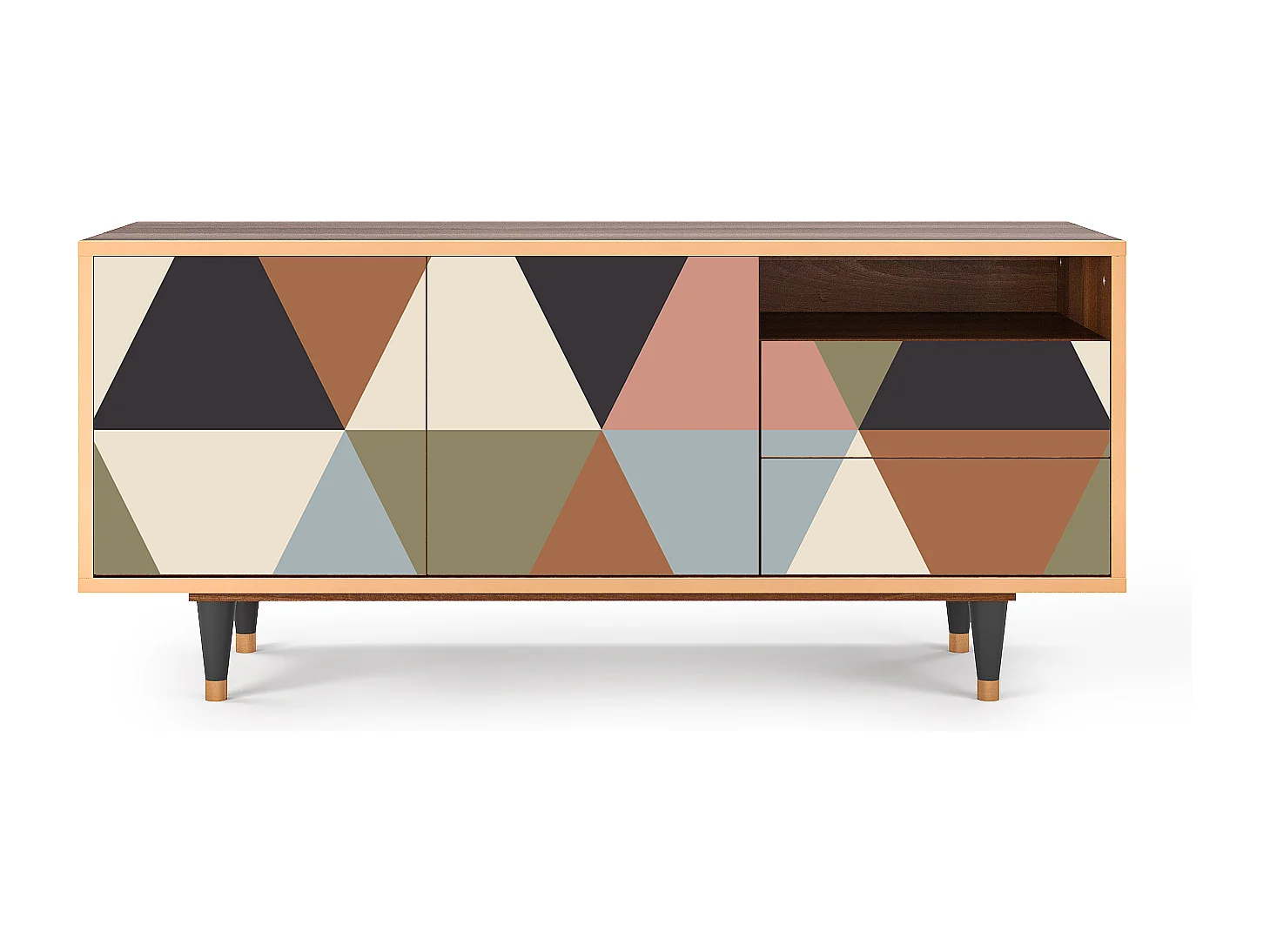 TV-Möbel - 125х56х41 cm - T7 - Royal Triangles, Walnuss