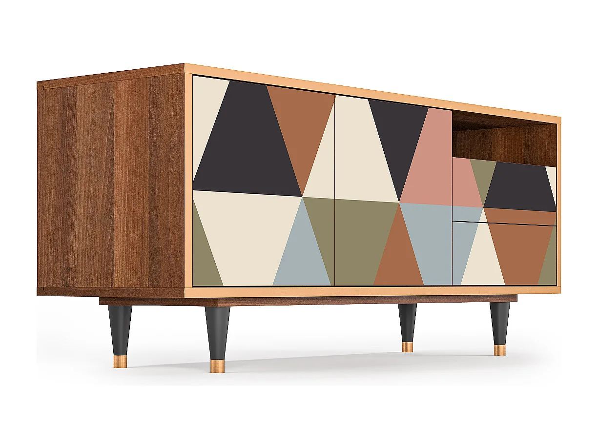 TV-Möbel - 125х56х41 cm - T7 - Royal Triangles, Walnuss