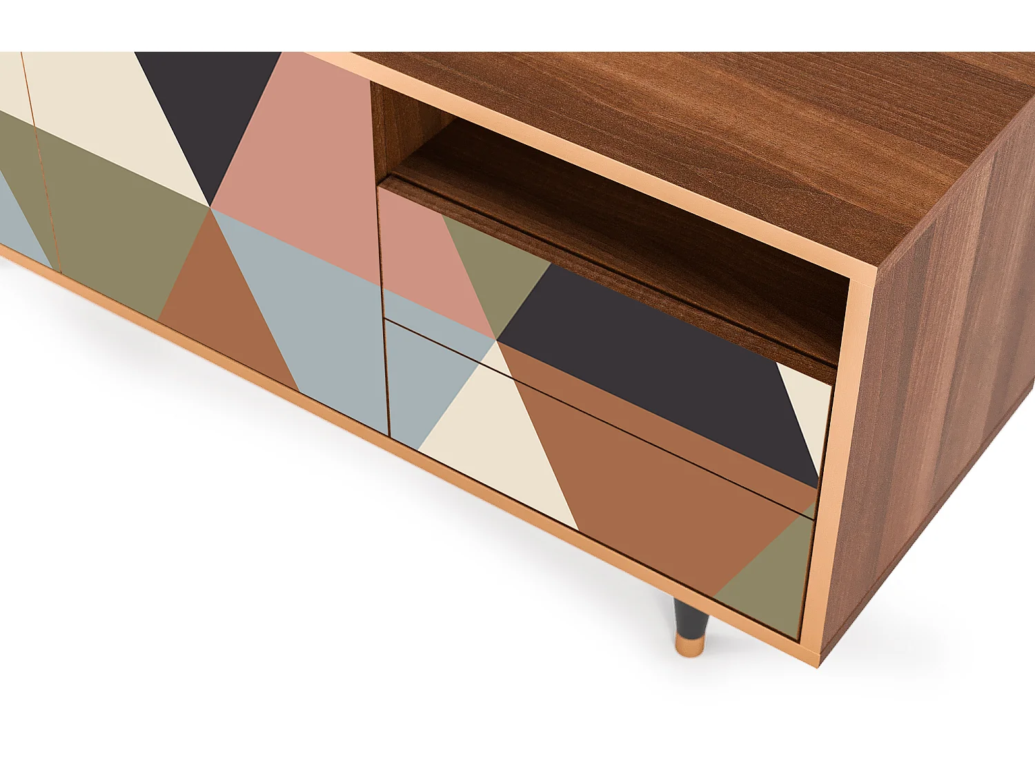 TV-Möbel - 125х56х41 cm - T7 - Royal Triangles, Walnuss