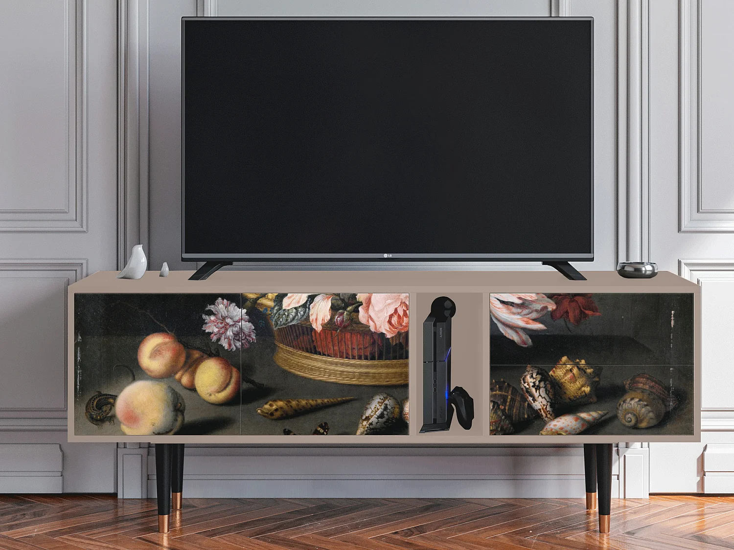 Mobile TV - 170х69х48 cm - T1 - Still Life with Flowers, Latte